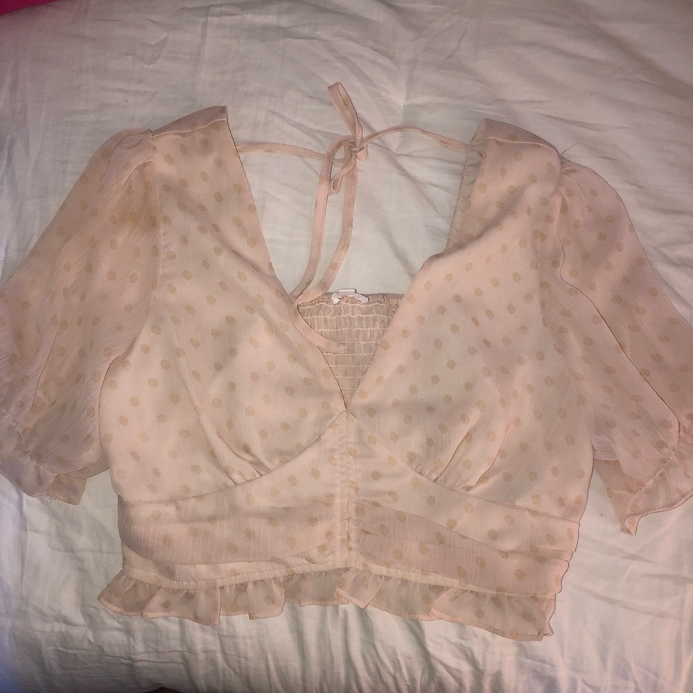 Pink polka dot going out top